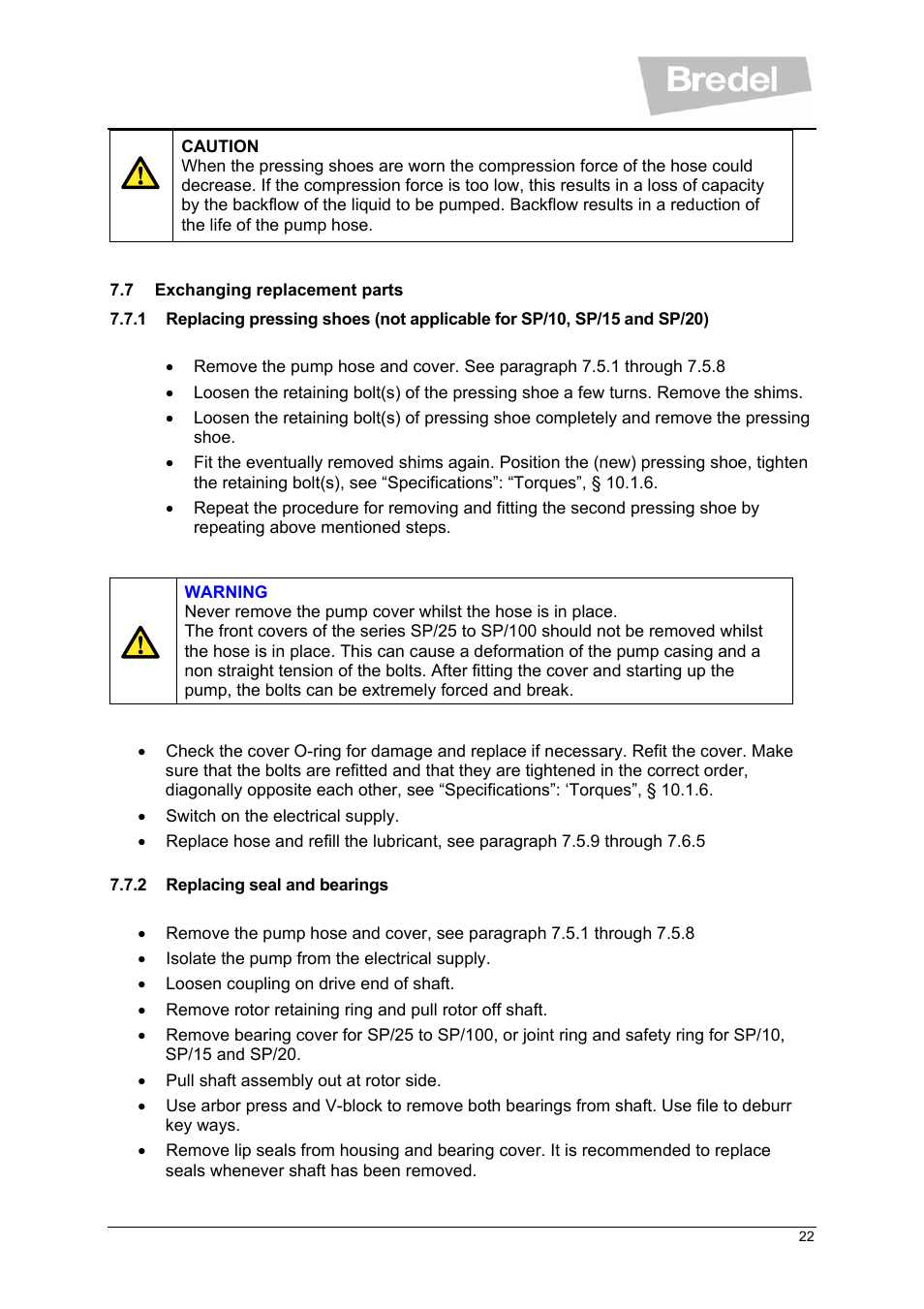 Watson-Marlow SP Series User Manual | Page 22 / 49