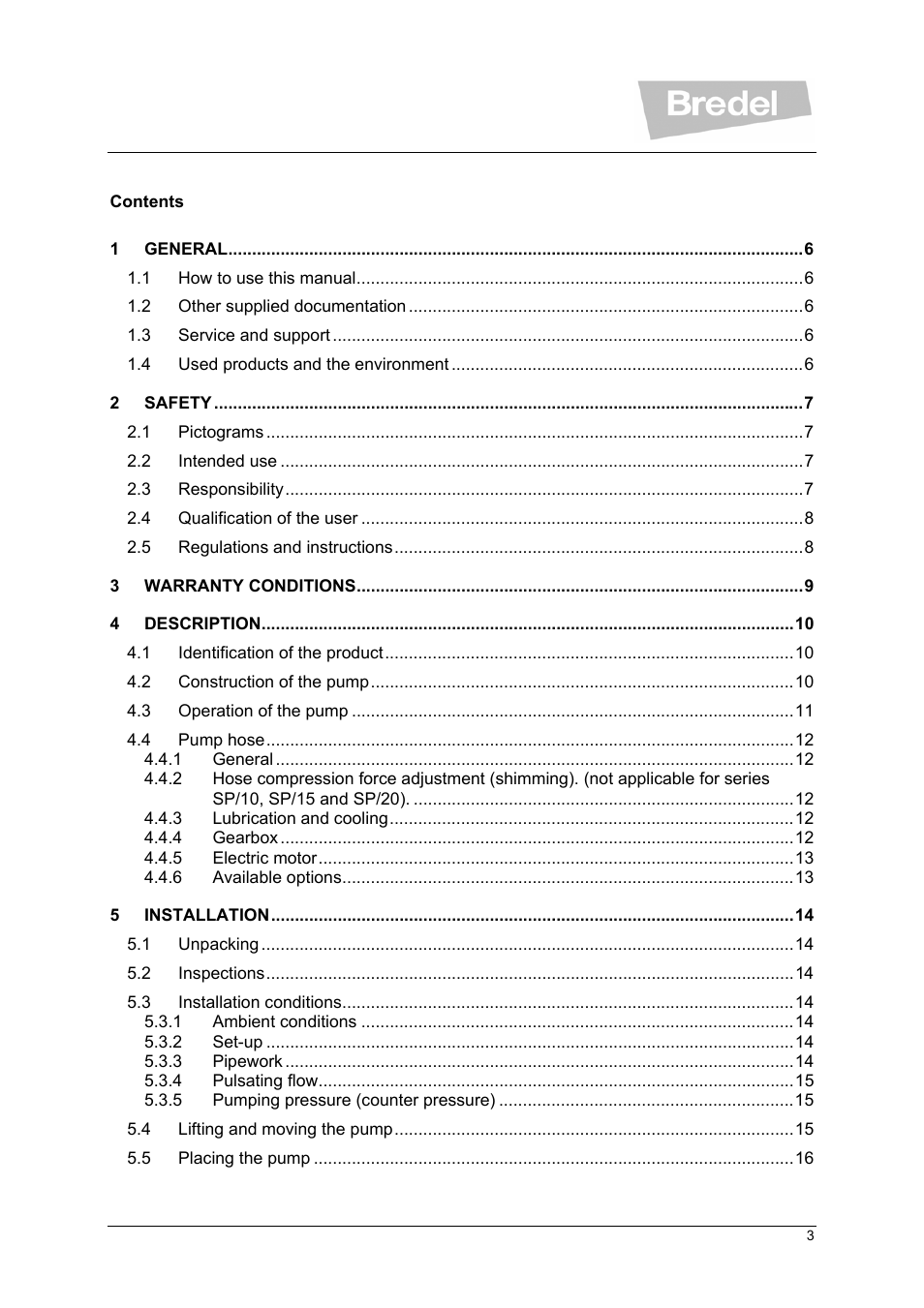 Watson-Marlow SP Series User Manual | Page 3 / 49