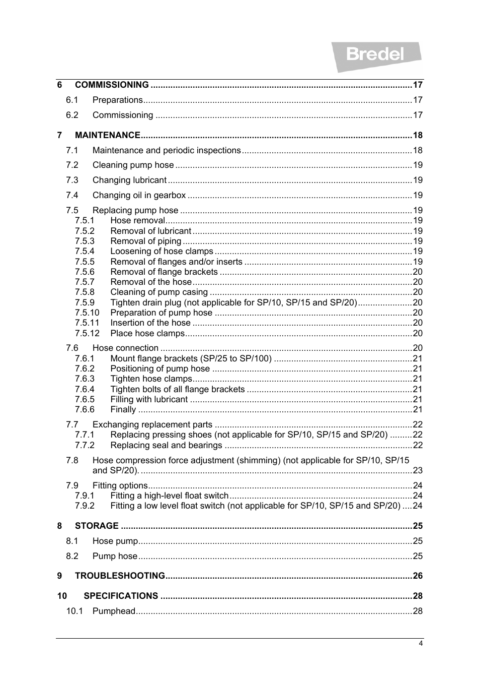 Watson-Marlow SP Series User Manual | Page 4 / 49
