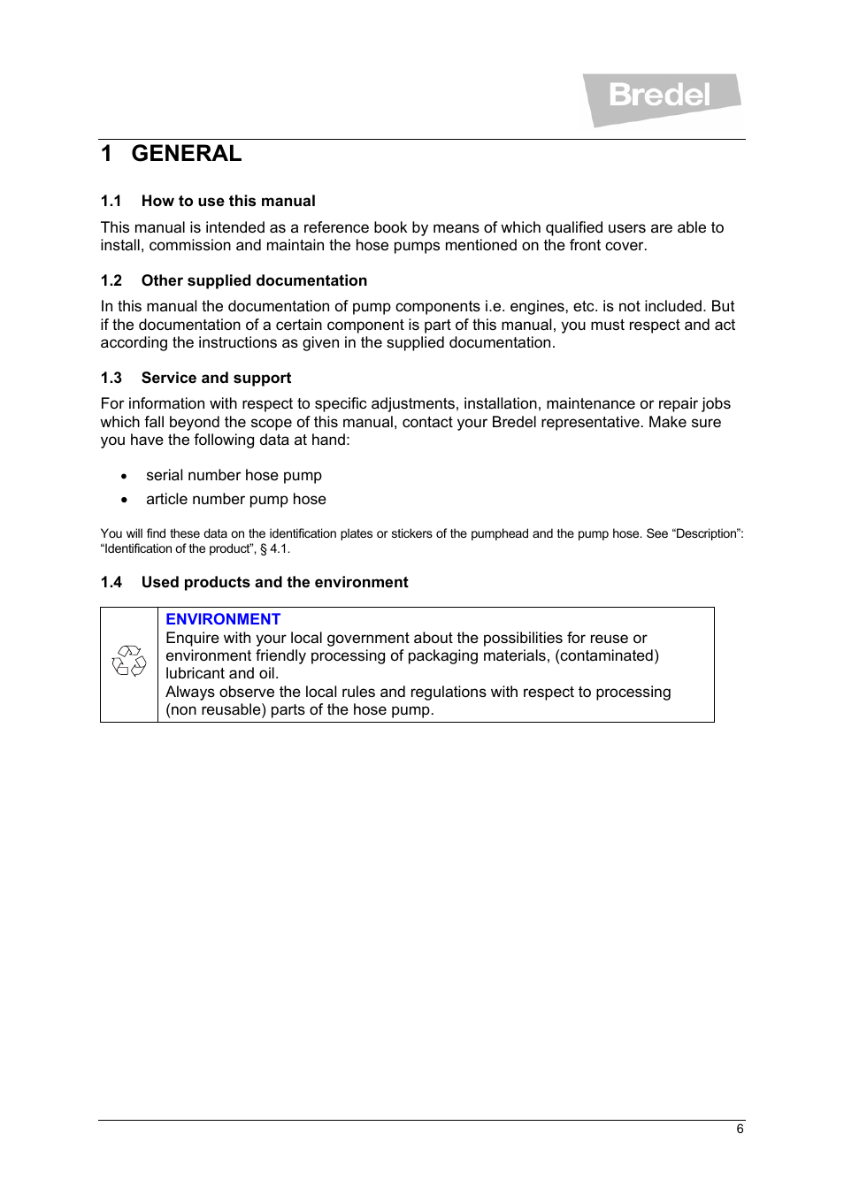 1 general | Watson-Marlow SP Series User Manual | Page 6 / 49