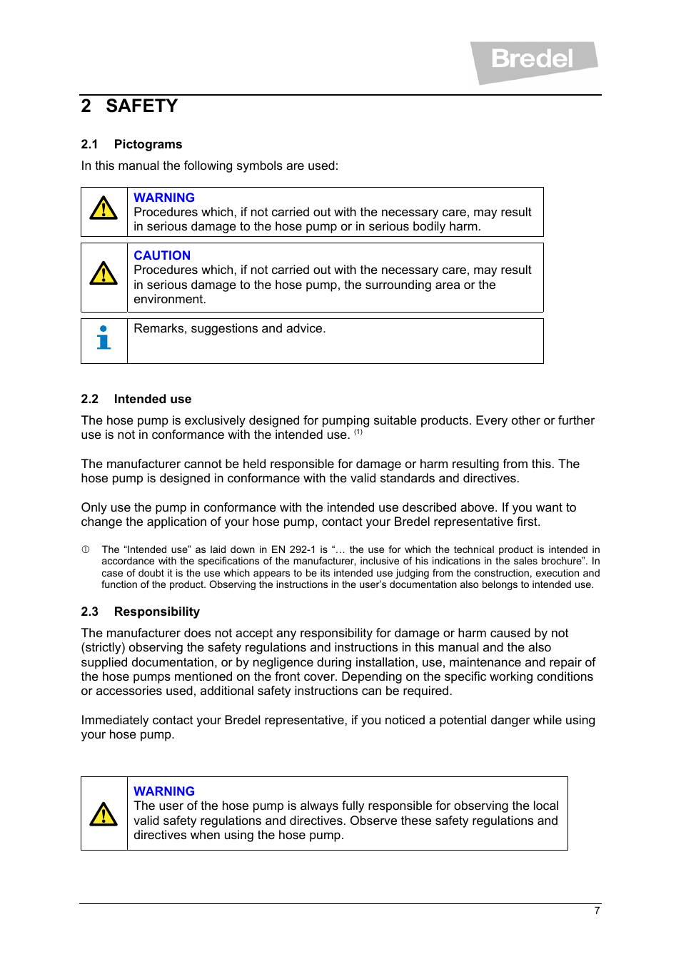 2 safety | Watson-Marlow SP Series User Manual | Page 7 / 49