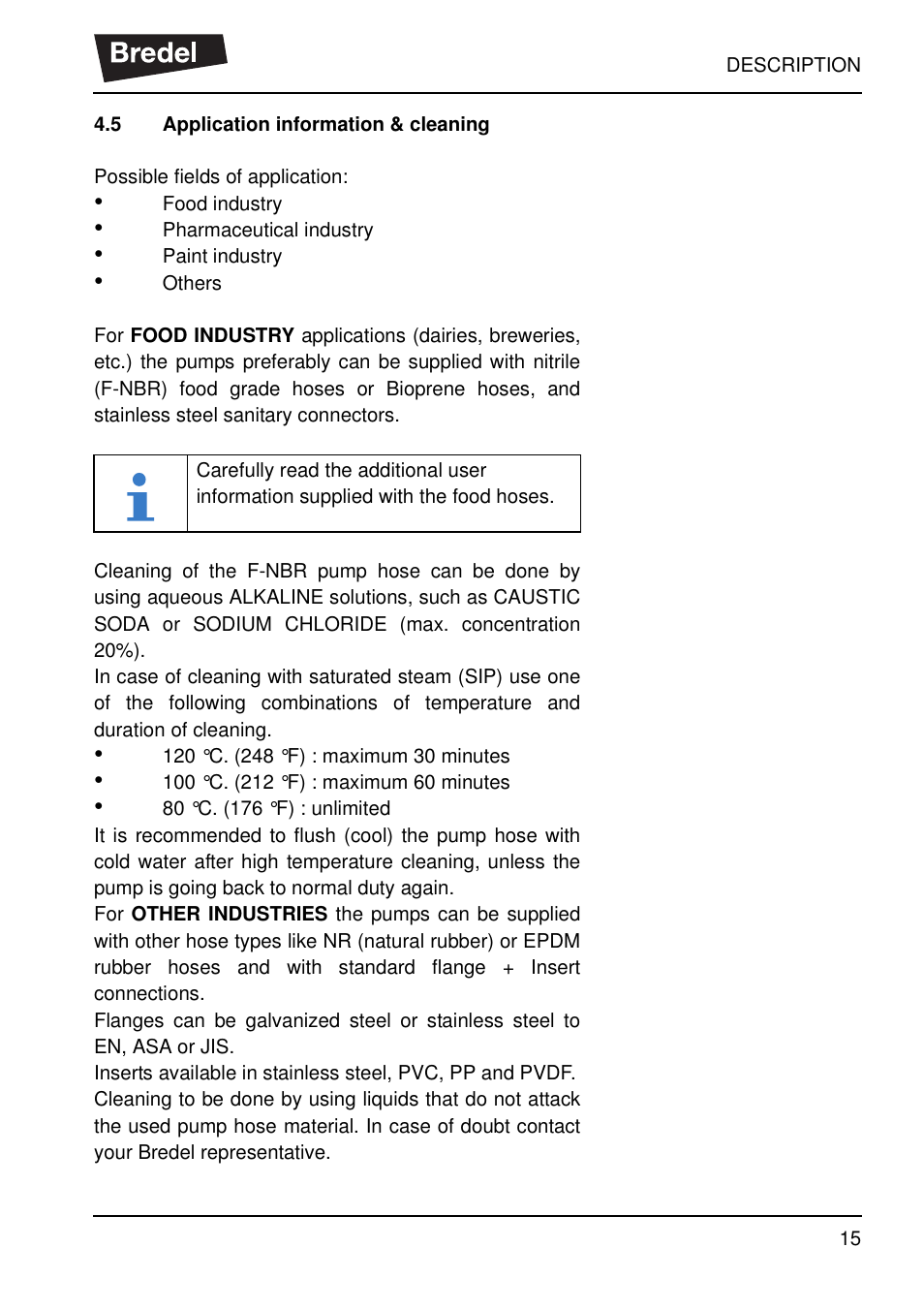 5 application information & cleaning, Application information & cleaning | Watson-Marlow SP40 User Manual | Page 18 / 86