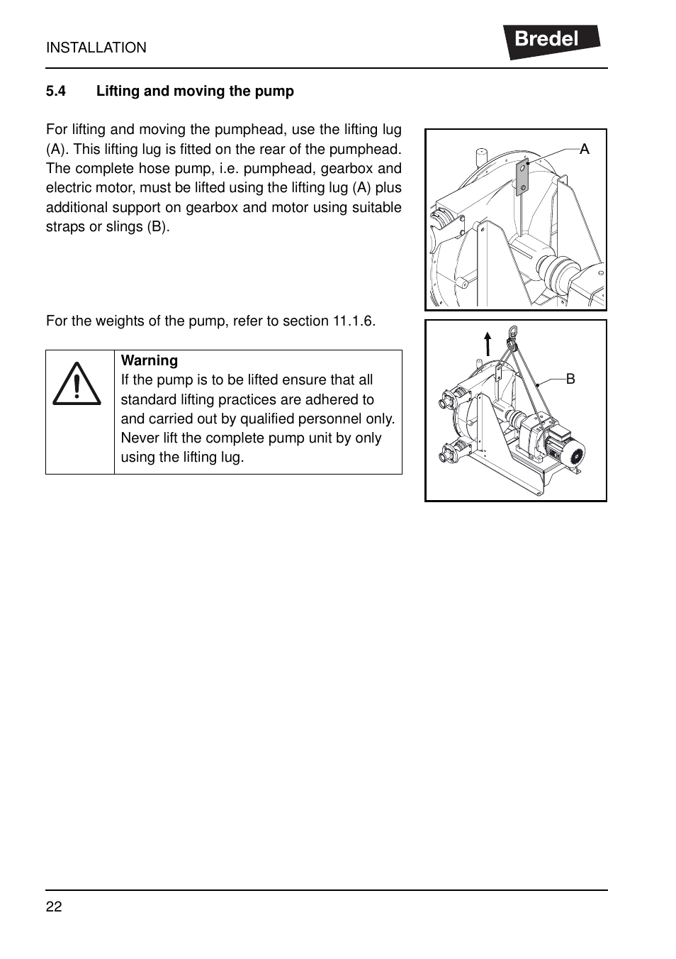 4 lifting and moving the pump, Lifting and moving the pump | Watson-Marlow SP40 User Manual | Page 25 / 86