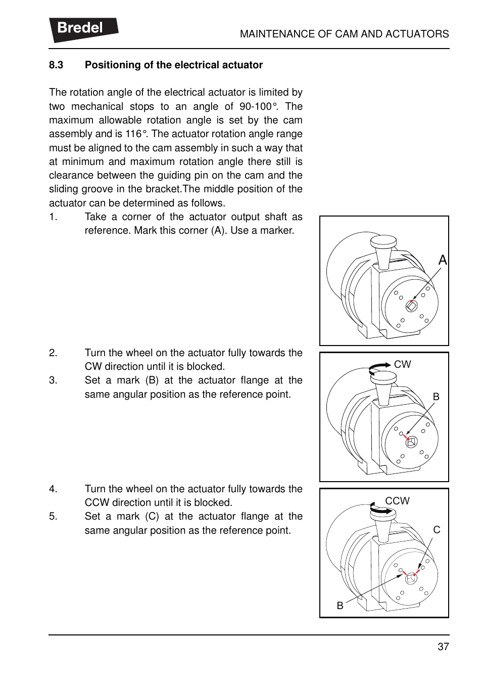 3 positioning of the electrical actuator, Positioning of the electrical actuator | Watson-Marlow SP40 User Manual | Page 40 / 86
