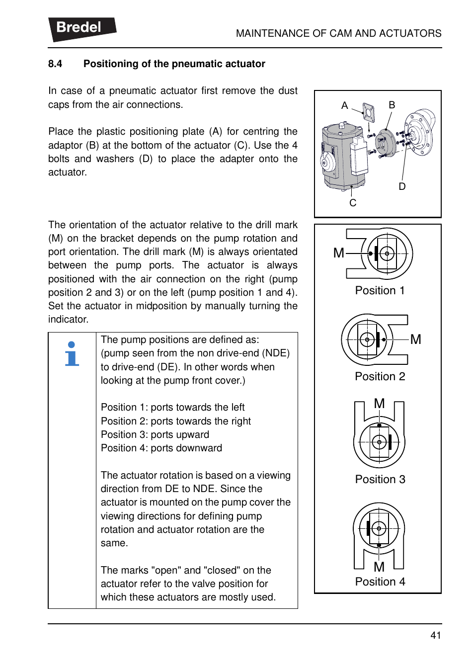 4 positioning of the pneumatic actuator, Positioning of the pneumatic actuator | Watson-Marlow SP40 User Manual | Page 44 / 86