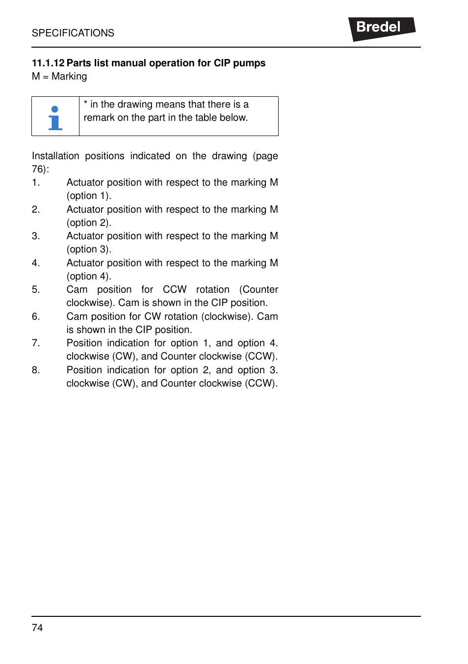 12 parts list manual operation for cip pumps, 12parts list manual operation for cip pumps | Watson-Marlow SP40 User Manual | Page 77 / 86