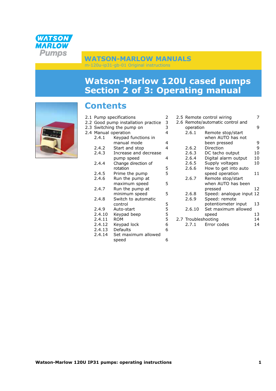 Watson-Marlow 120U/D1 User Manual | Page 15 / 36