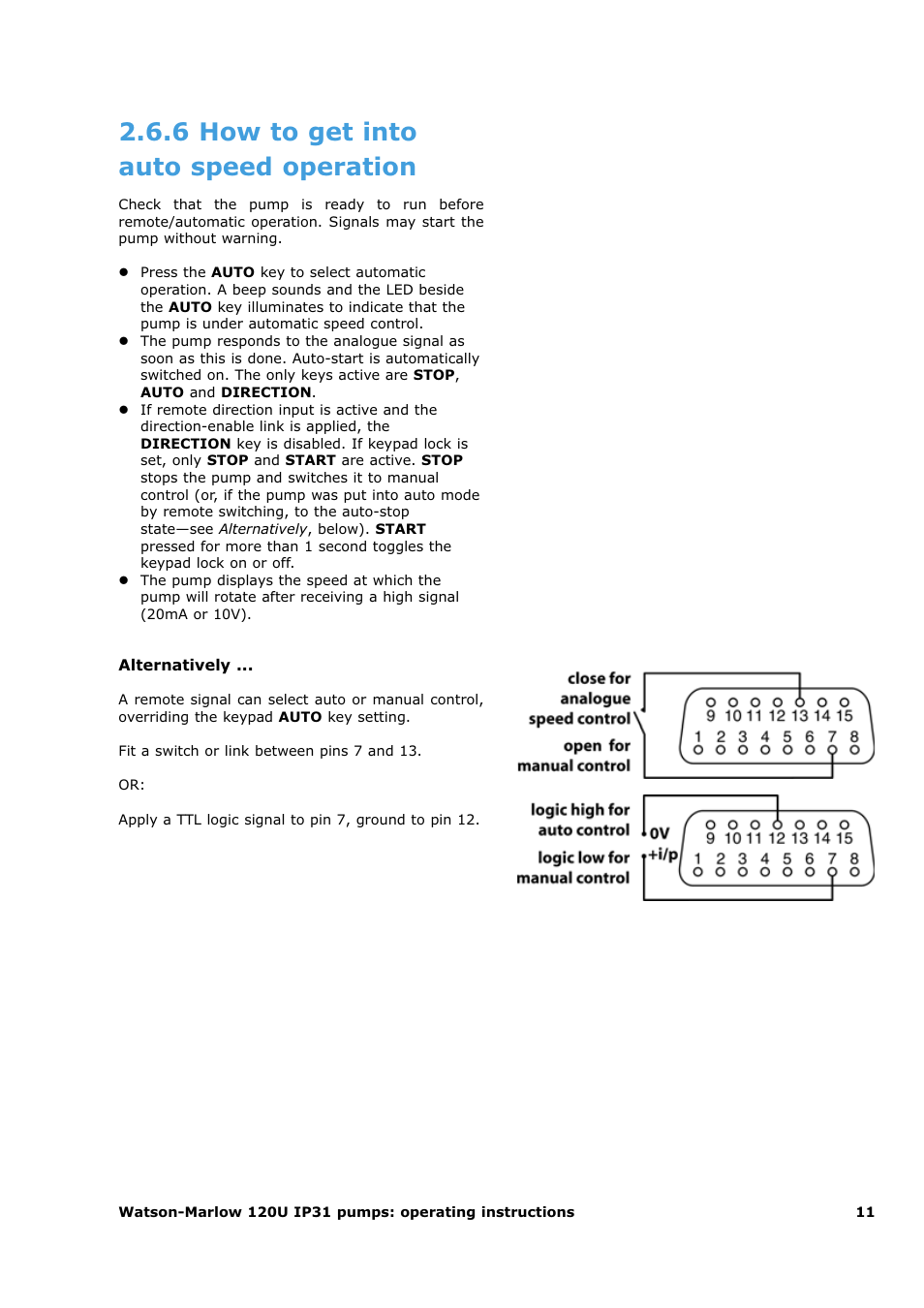 6 how to get into auto speed operation | Watson-Marlow 120U/D1 User Manual | Page 25 / 36