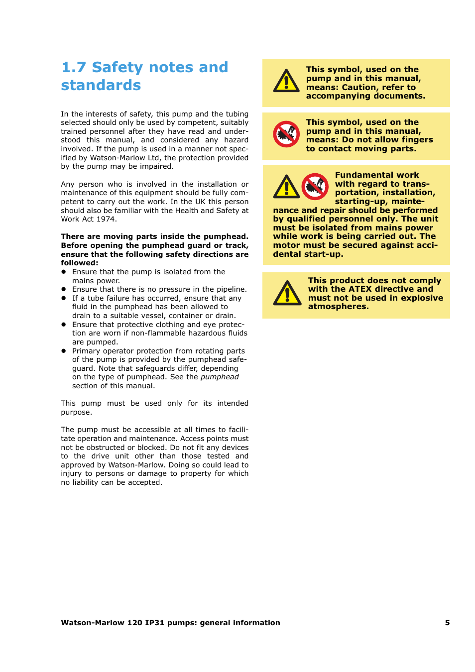 Watson-Marlow 120U/D1 User Manual | Page 7 / 36