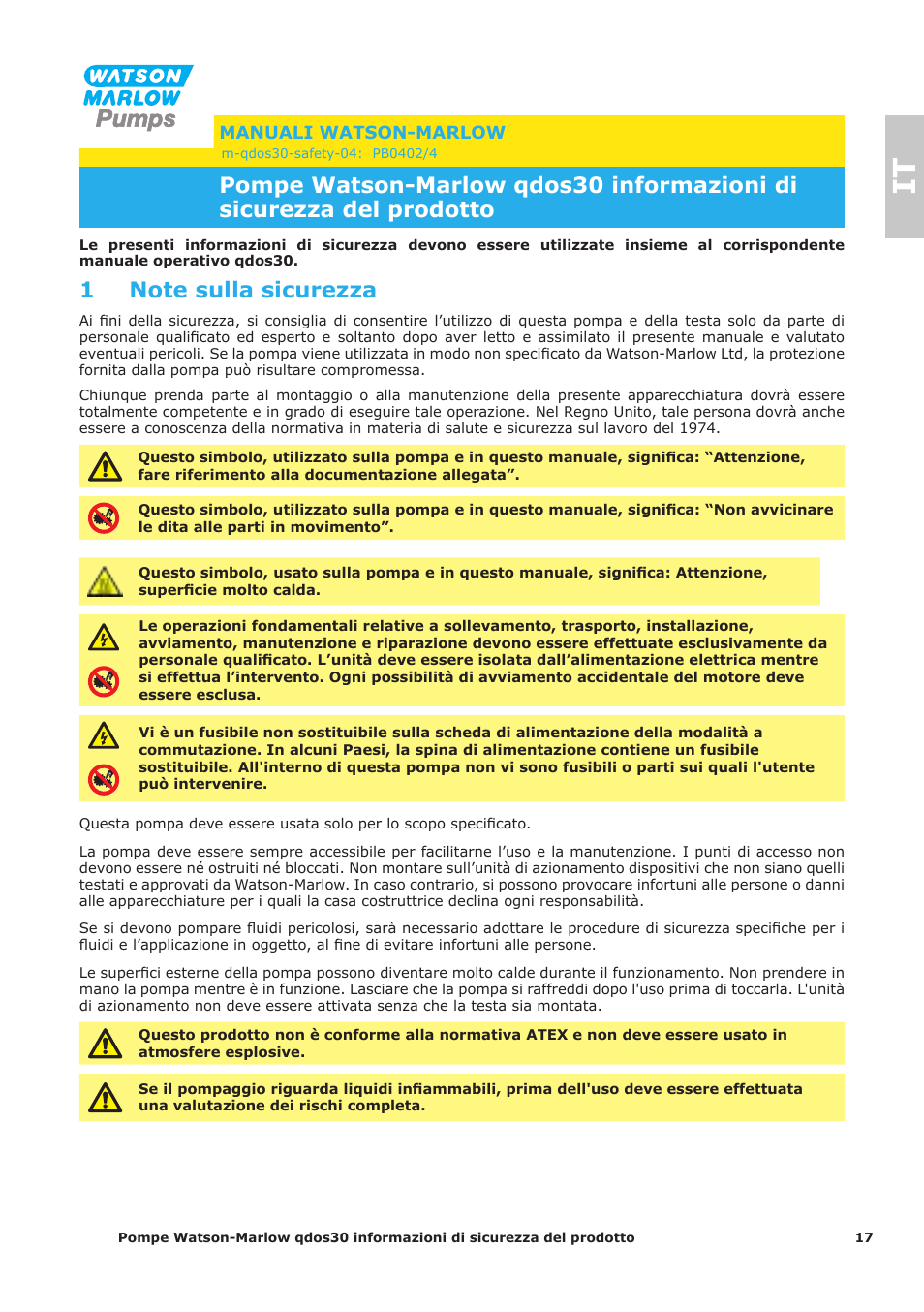 Watson-Marlow Qdos30 Universal User Manual | Page 17 / 40