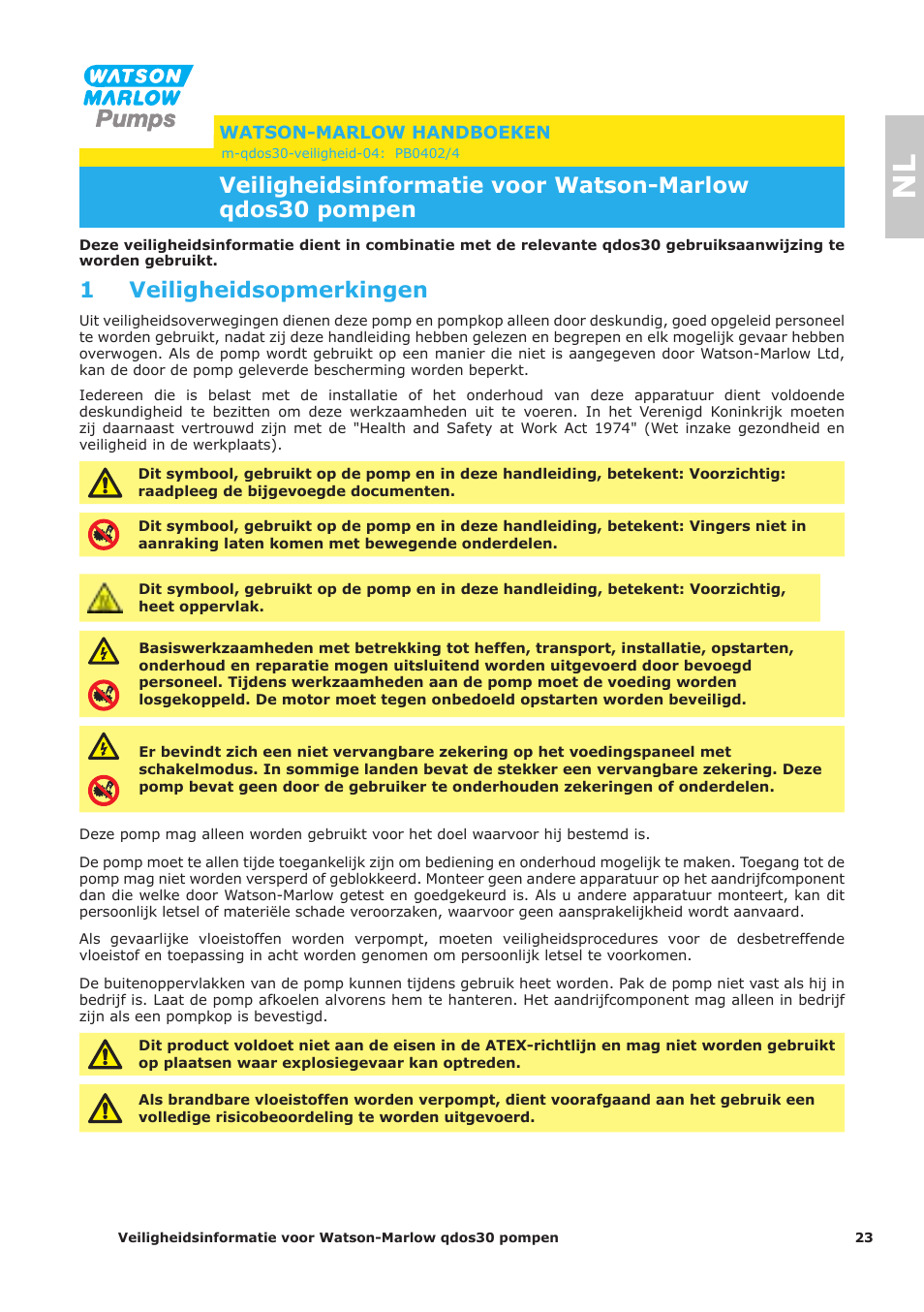 1 veiligheidsopmerkingen | Watson-Marlow Qdos30 Universal User Manual | Page 23 / 40