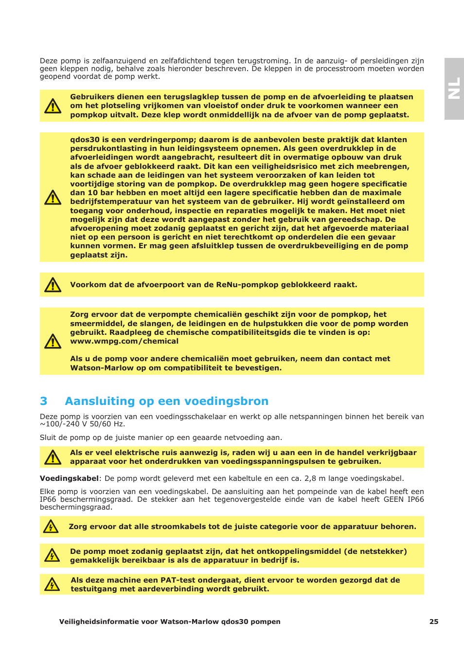 3 aansluiting op een voedingsbron | Watson-Marlow Qdos30 Universal User Manual | Page 25 / 40