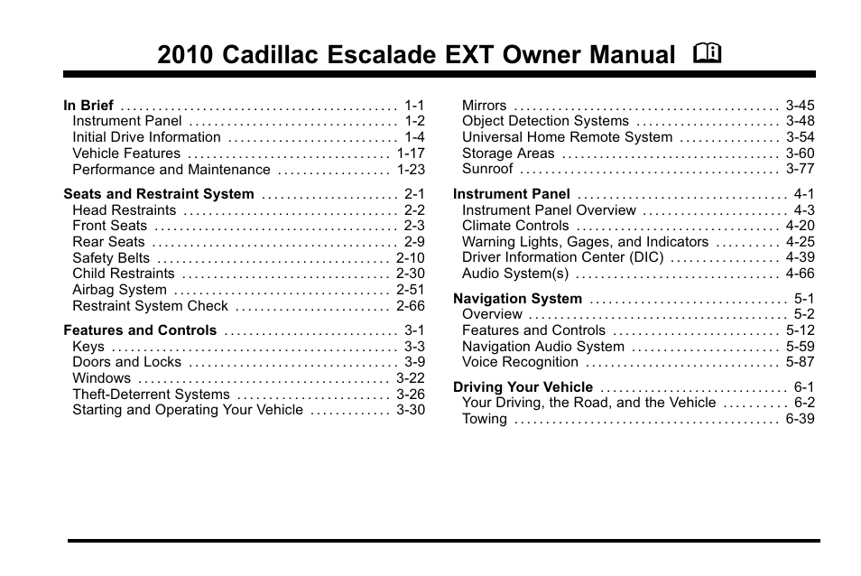 Cadillac 2010 Escalade EXT User Manual | 580 pages