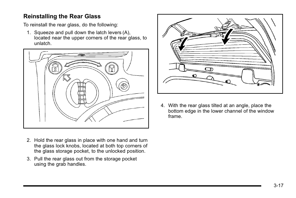 Reinstalling the rear glass | Cadillac 2010 Escalade EXT User Manual | Page 119 / 580