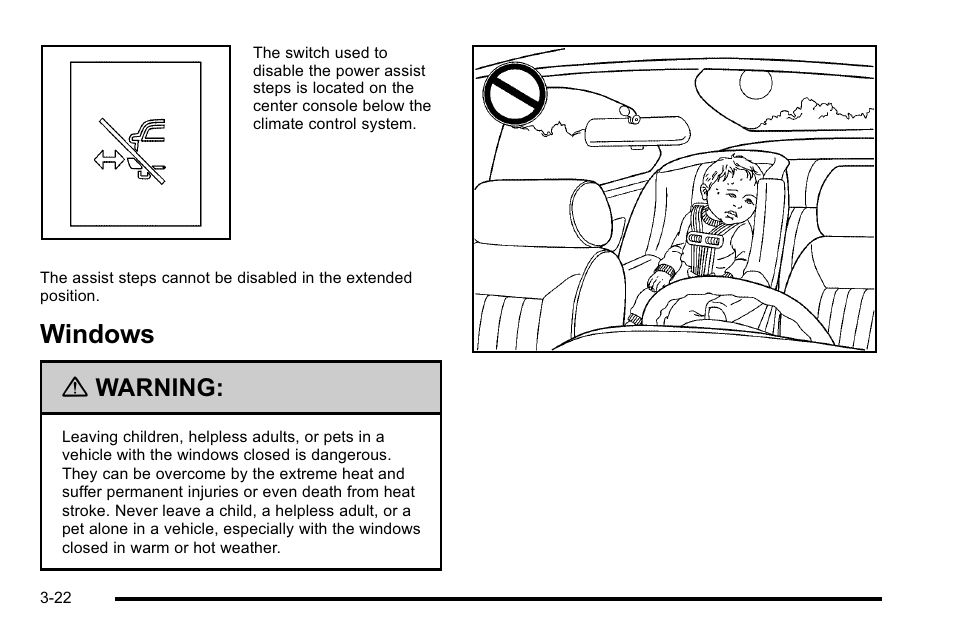 Windows, Windows -22, Warning | Cadillac 2010 Escalade EXT User Manual | Page 124 / 580