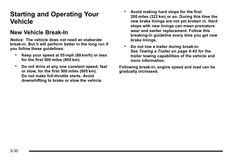 Starting and operating your vehicle, New vehicle break-in, Starting and operating your vehicle -30 | New vehicle break-in -30 | Cadillac 2010 Escalade EXT User Manual | Page 132 / 580