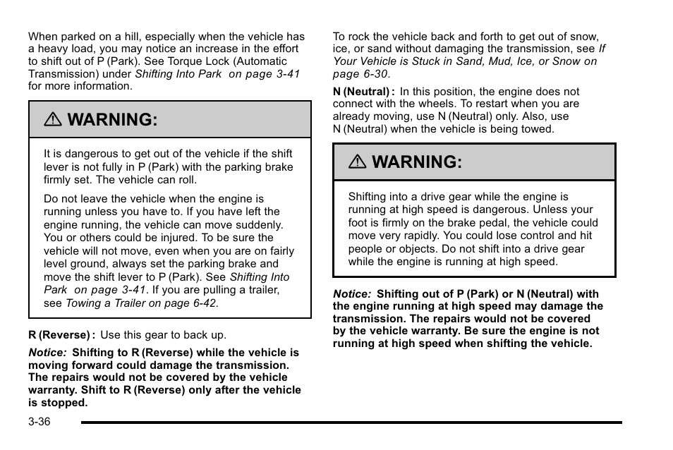 Warning | Cadillac 2010 Escalade EXT User Manual | Page 138 / 580