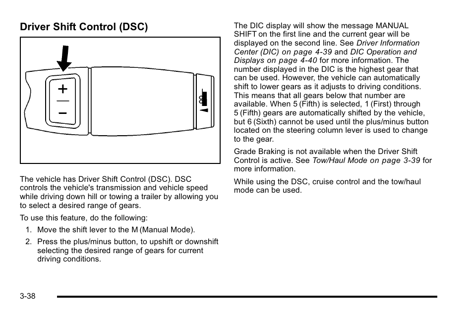 Driver shift control (dsc) | Cadillac 2010 Escalade EXT User Manual | Page 140 / 580