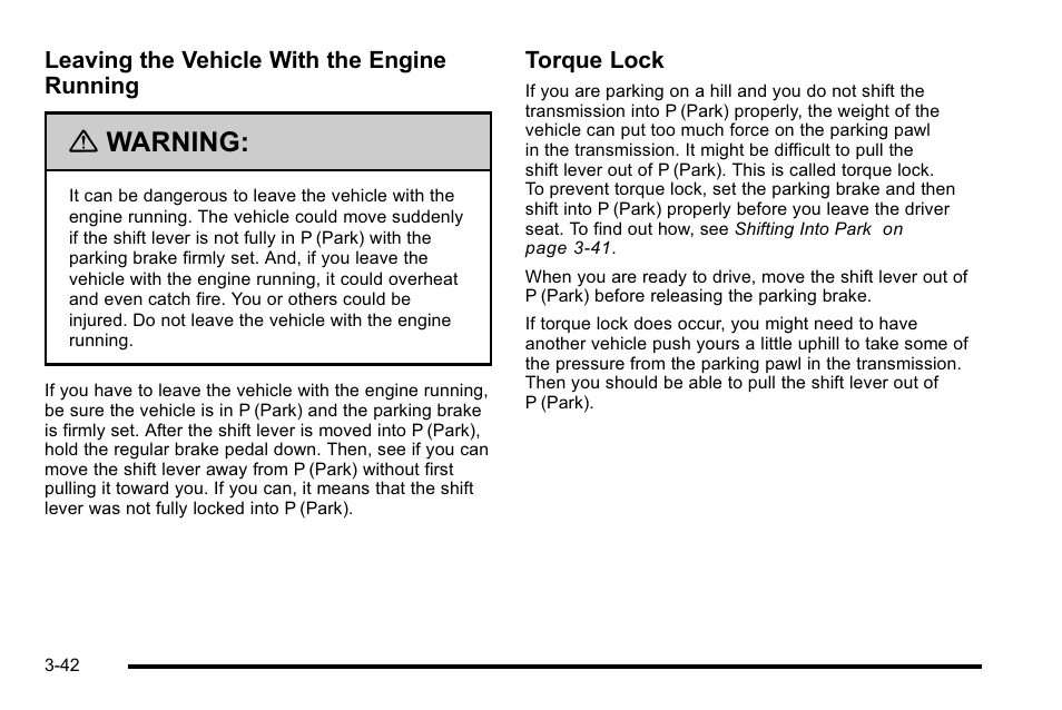 Warning | Cadillac 2010 Escalade EXT User Manual | Page 144 / 580