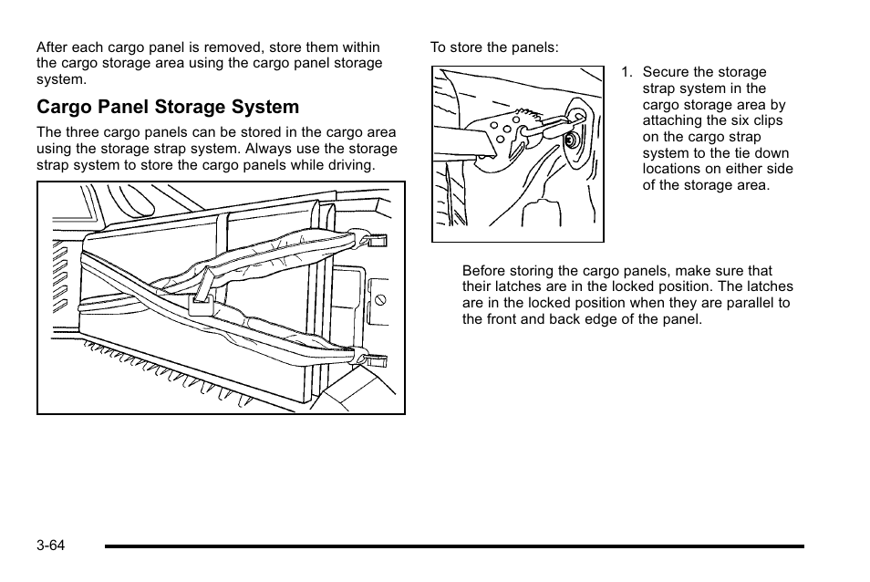 Cargo panel storage system | Cadillac 2010 Escalade EXT User Manual | Page 166 / 580