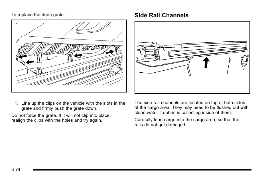 Side rail channels | Cadillac 2010 Escalade EXT User Manual | Page 176 / 580