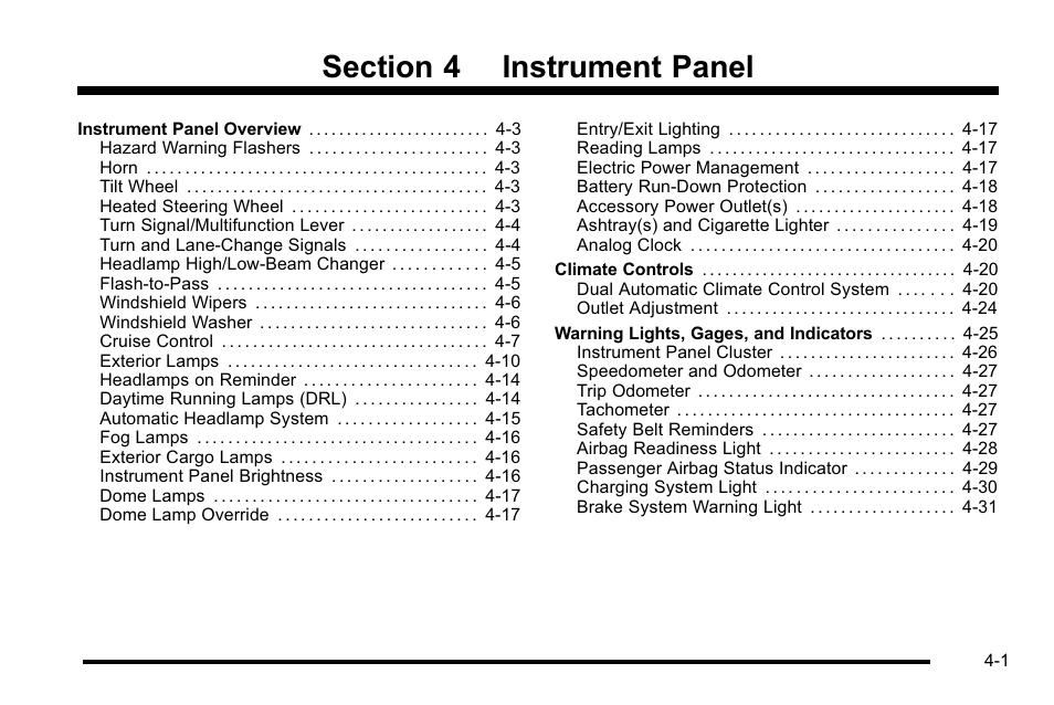 Instrument panel, Instrument panel -1 | Cadillac 2010 Escalade EXT User Manual | Page 181 / 580