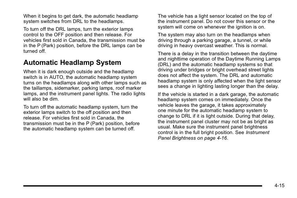 Automatic headlamp system, Automatic headlamp system -15 | Cadillac 2010 Escalade EXT User Manual | Page 195 / 580