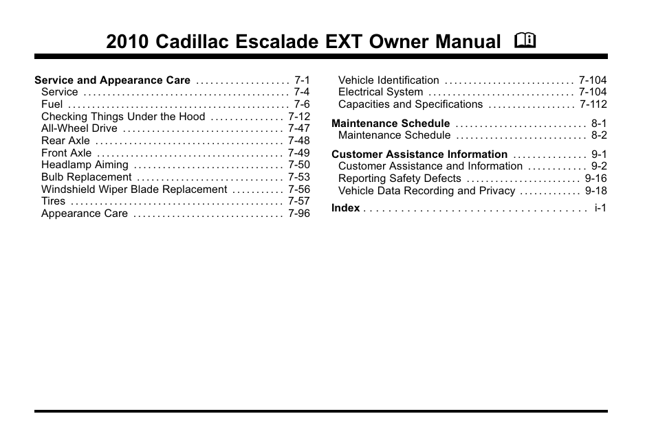 2010 cadillac escalade ext owner manual m | Cadillac 2010 Escalade EXT User Manual | Page 2 / 580