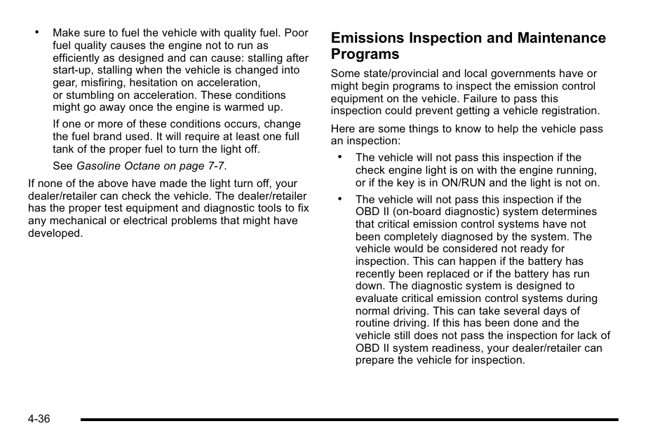 Emissions inspection and maintenance programs | Cadillac 2010 Escalade EXT User Manual | Page 216 / 580