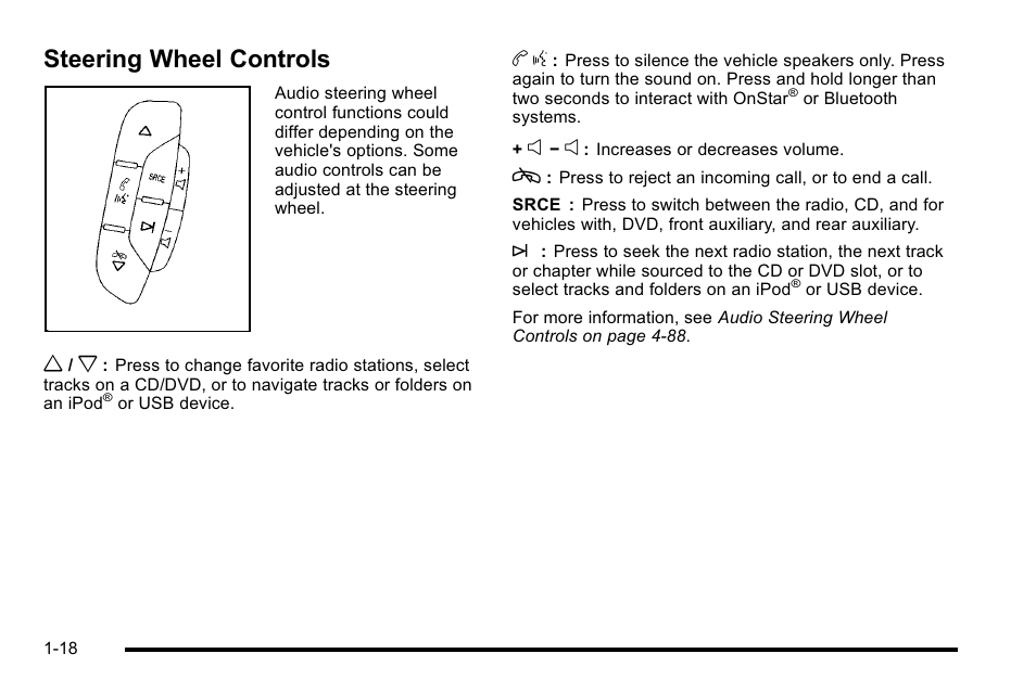 Steering wheel controls, Steering wheel controls -18 | Cadillac 2010 Escalade EXT User Manual | Page 24 / 580