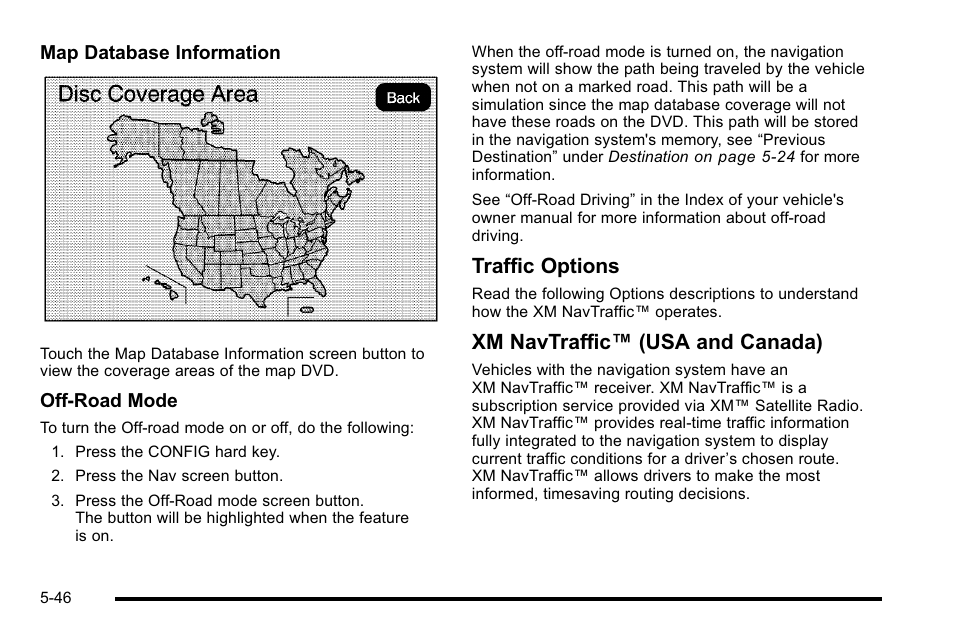 Traffic options, Xm navtraffic™ (usa and canada) | Cadillac 2010 Escalade EXT User Manual | Page 316 / 580