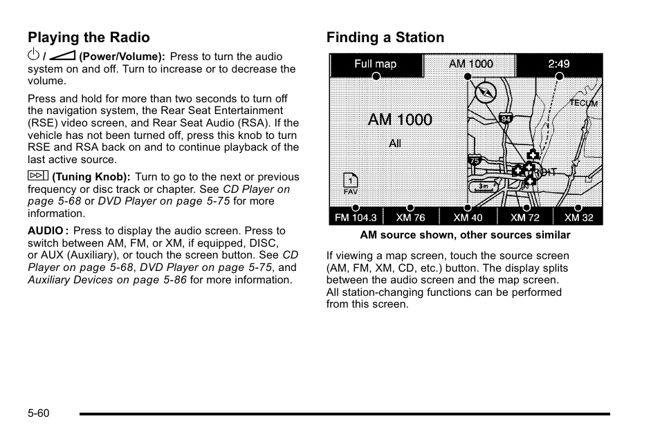 Playing the radio o, Finding a station | Cadillac 2010 Escalade EXT User Manual | Page 330 / 580