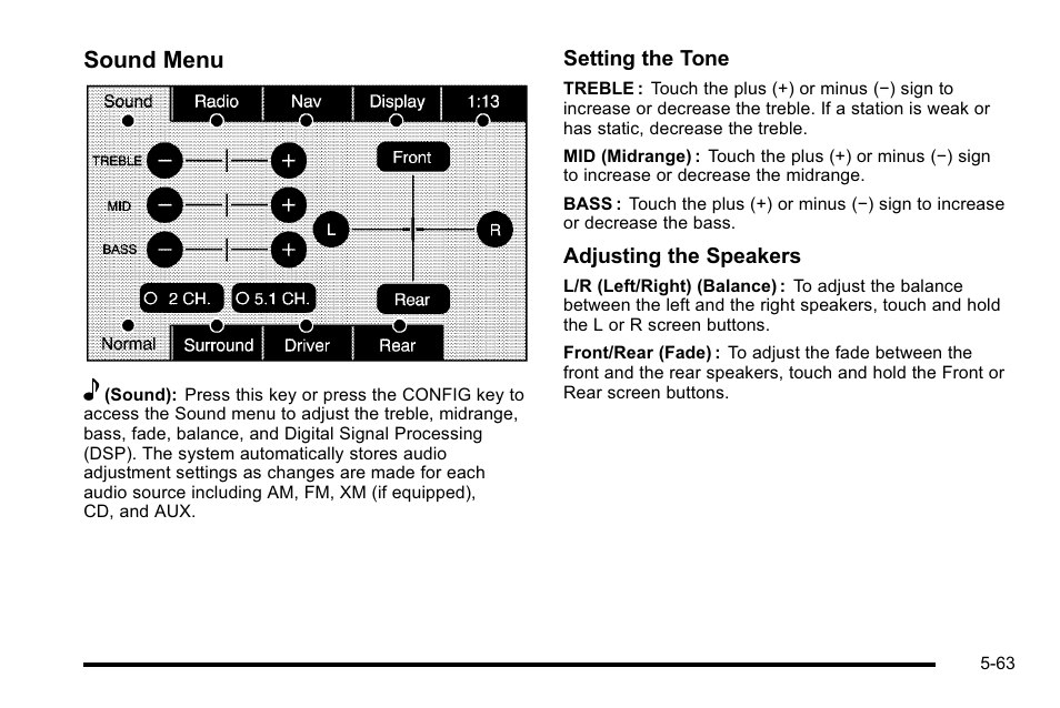 Sound menu e | Cadillac 2010 Escalade EXT User Manual | Page 333 / 580