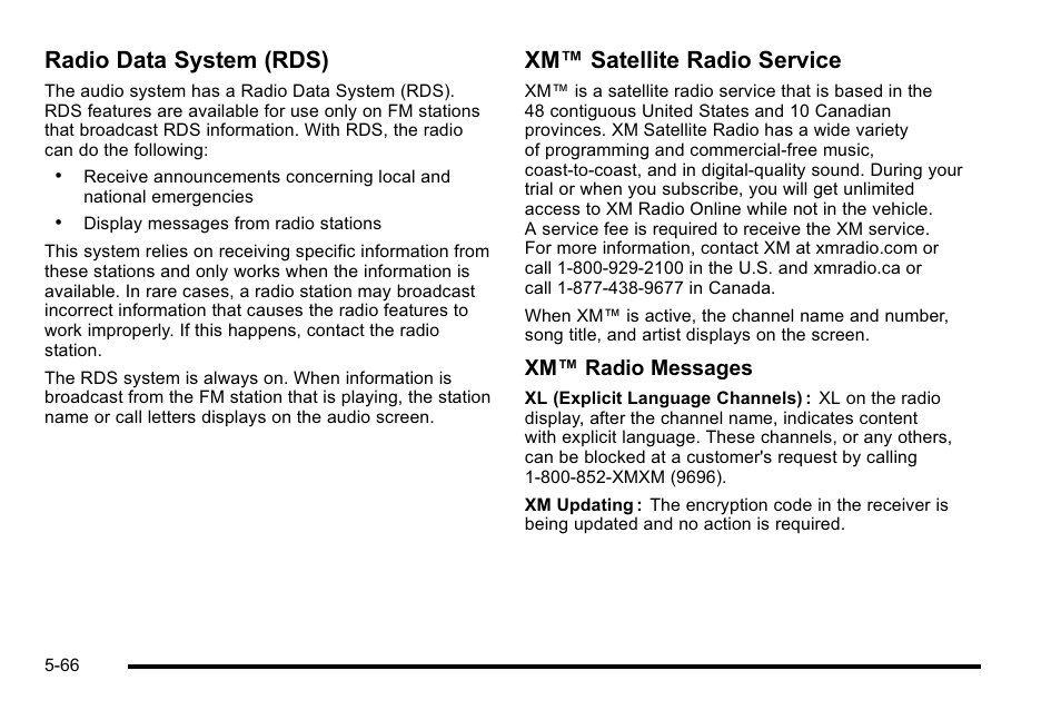 Radio data system (rds), Xm™ satellite radio service, Xm™ radio messages | Cadillac 2010 Escalade EXT User Manual | Page 336 / 580