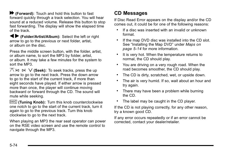 Y © ¨ z, Cd messages | Cadillac 2010 Escalade EXT User Manual | Page 344 / 580