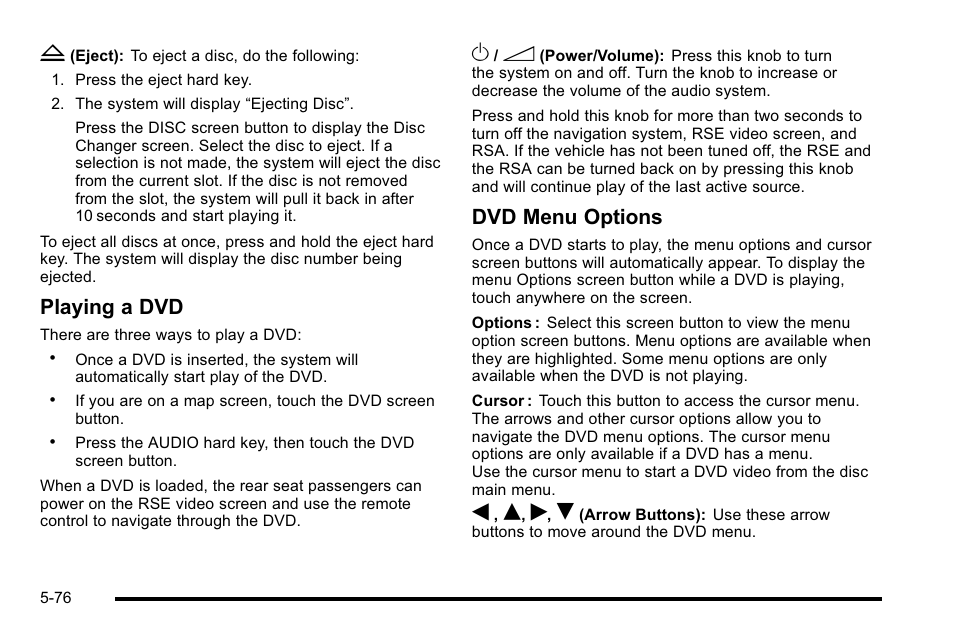 Playing a dvd, Dvd menu options | Cadillac 2010 Escalade EXT User Manual | Page 346 / 580