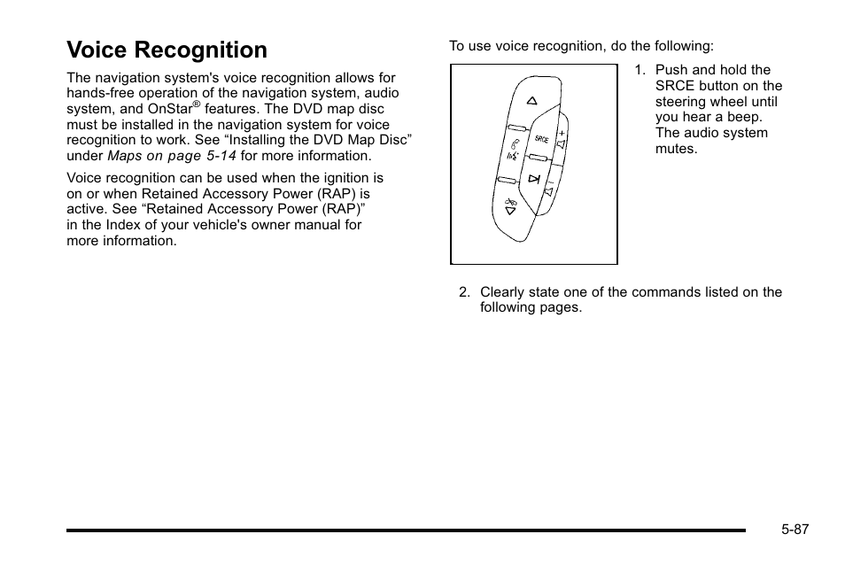 Voice recognition, Voice recognition -87 | Cadillac 2010 Escalade EXT User Manual | Page 357 / 580