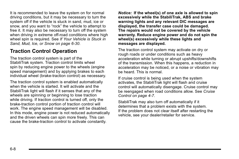 Traction control operation | Cadillac 2010 Escalade EXT User Manual | Page 368 / 580