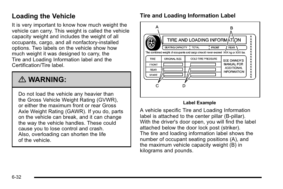 Loading the vehicle, Loading the vehicle -32, Warning | Cadillac 2010 Escalade EXT User Manual | Page 392 / 580