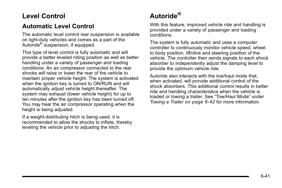 Level control, Autoride, Level control -41 autoride | Automatic level control | Cadillac 2010 Escalade EXT User Manual | Page 401 / 580