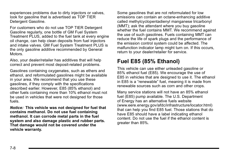 Fuel e85 (85% ethanol), Fuel e85 (85% ethanol) -8 | Cadillac 2010 Escalade EXT User Manual | Page 422 / 580