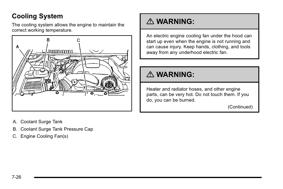 Cooling system, Cooling system -26, Cooling | Warning | Cadillac 2010 Escalade EXT User Manual | Page 440 / 580