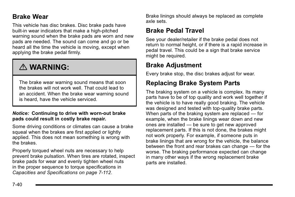 Warning | Cadillac 2010 Escalade EXT User Manual | Page 454 / 580