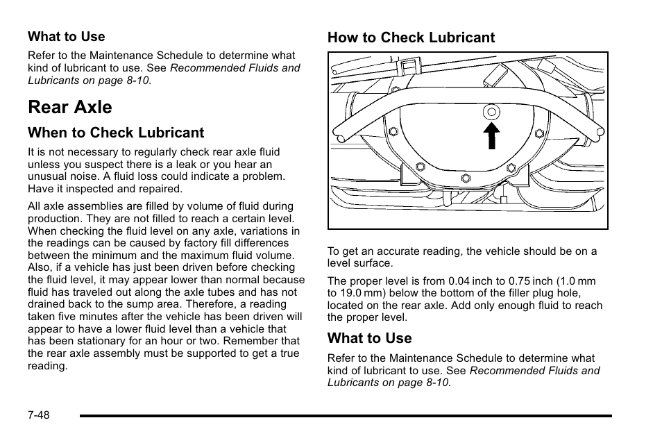 Rear axle, Rear axle -48, Maintenance | Cadillac 2010 Escalade EXT User Manual | Page 462 / 580