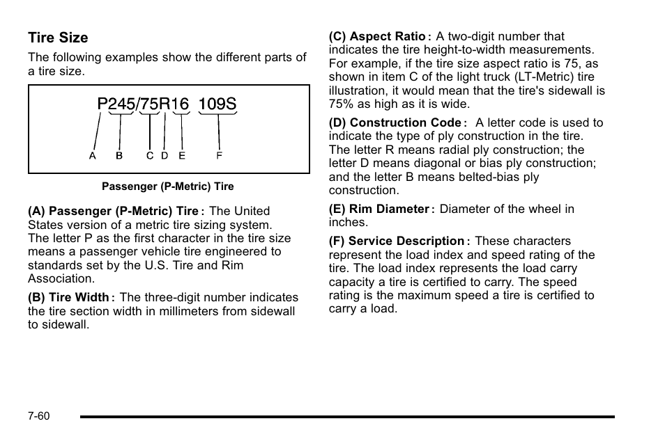 Tire size | Cadillac 2010 Escalade EXT User Manual | Page 474 / 580