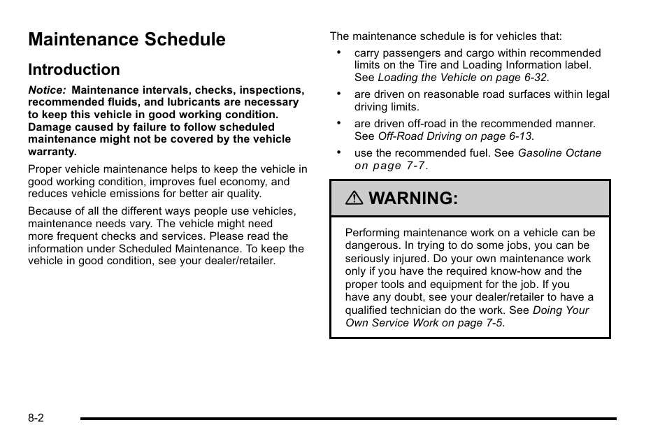 Maintenance schedule, Introduction, Schedule -2 | Maintenance schedule -2, Introduction -2, Warning | Cadillac 2010 Escalade EXT User Manual | Page 530 / 580