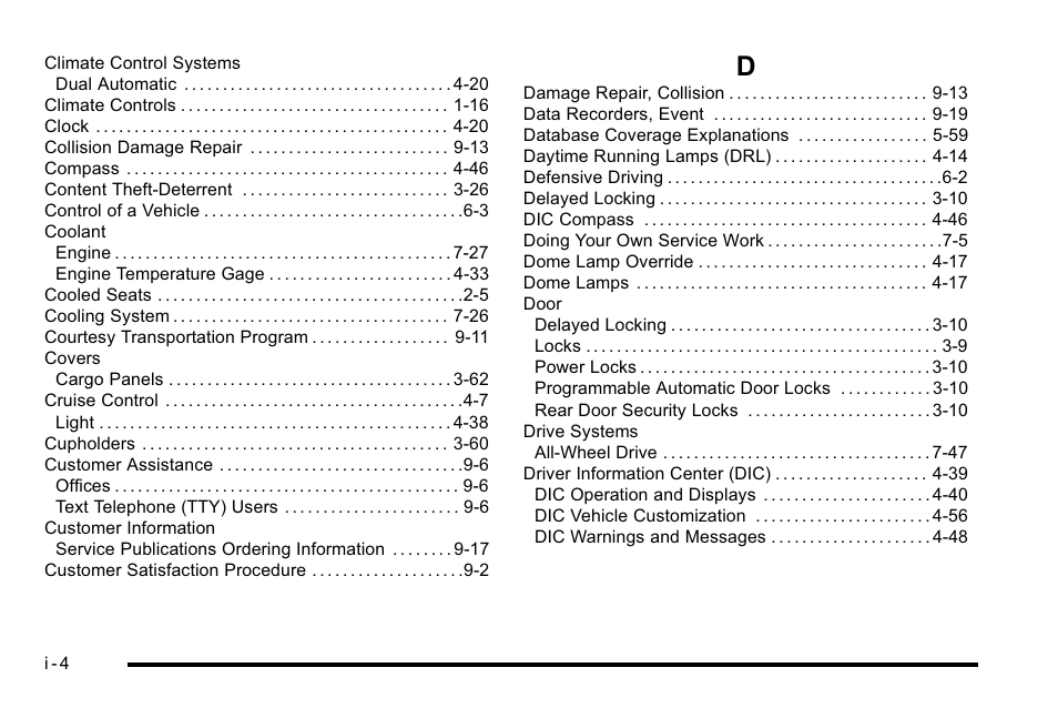 Index_d | Cadillac 2010 Escalade EXT User Manual | Page 568 / 580