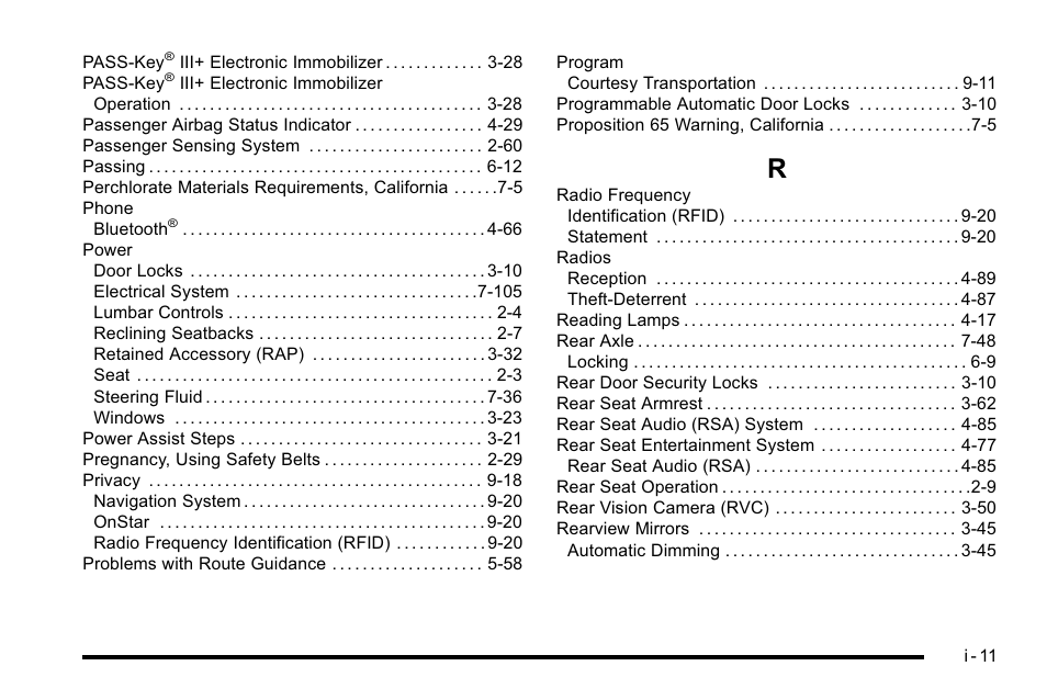 Index_r | Cadillac 2010 Escalade EXT User Manual | Page 575 / 580