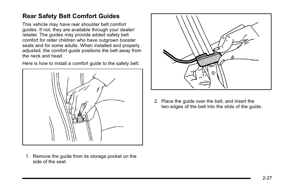 Rear safety belt comfort guides | Cadillac 2010 Escalade EXT User Manual | Page 61 / 580