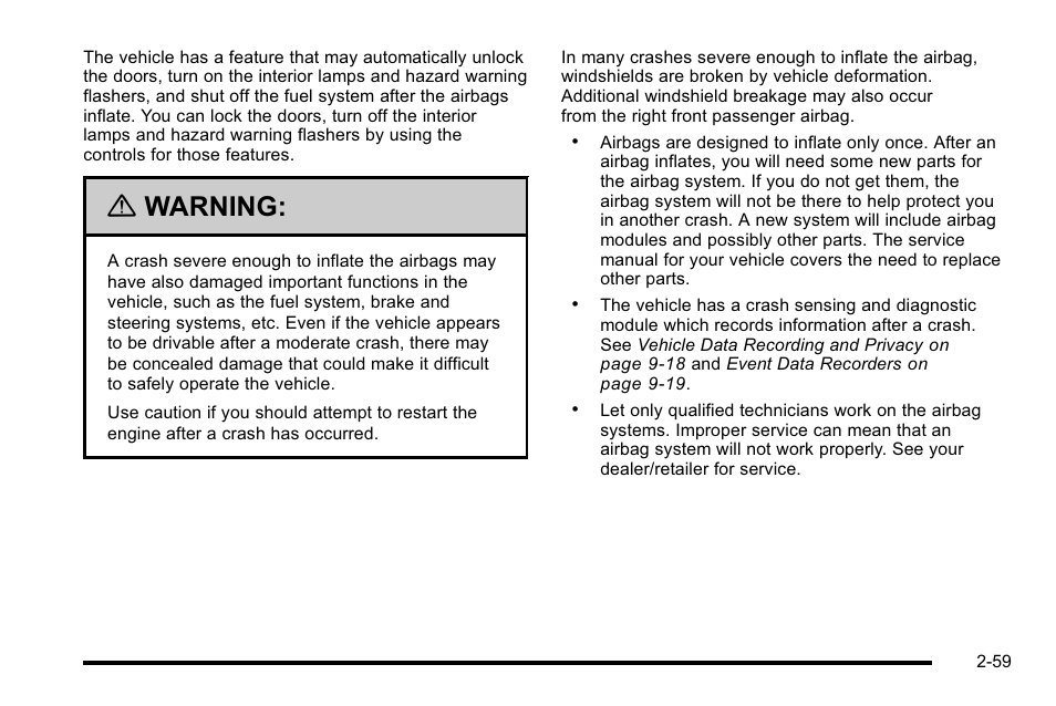 Warning | Cadillac 2010 Escalade EXT User Manual | Page 93 / 580